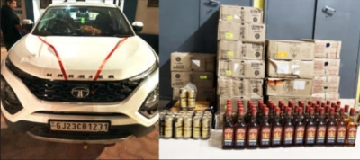 જસદણ પાસે ટાટા હૅરિયર કારમાં મદિરા ની હેરાફેરીનો પર્દાફાશ ૨૬૨૩ બોટલ દારૂનો જથ્થો ઝડપાયો બુટલેગર છું મંતર