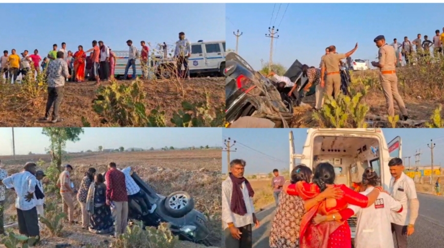 ખારચીયા દડવા પાસે અકસ્માત ક્રેટા ગાડી  પલ્ટી મારી ખાડામાં ખબકી  ચાર લોકોને ઇજા ભાવનગર થી ગોંડલ જતા તા 