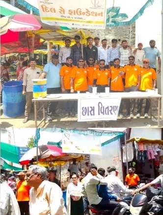 જસદણમા દિલ સૅ ફાઉન્ડેશન દ્વારા  બળબળતા ઉનાળામાં 250 લિટર મસાલા છાશનુ વિતરણ  કોર્પોરેટર  અસ્માબૅન પરમારૅ સેવા આપી   