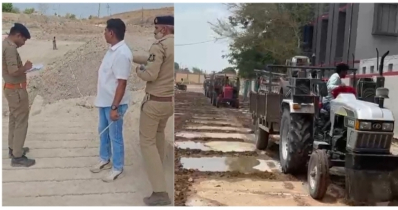 જસદણના દેવપરામાં મહિલા સરપંચ ના પતિની બેલાની ખાણ પર પોલીસનો દરોડો  બેલા કટીંગ મશીન  કબજે  ભુમાફિયાઓમાં ફફડા 