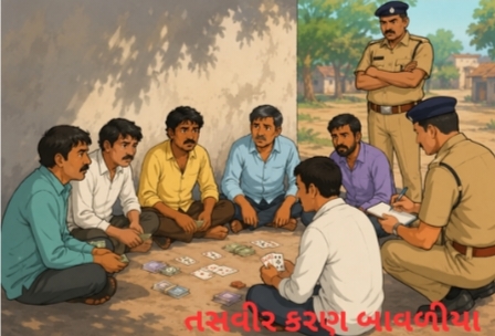વિંછીયાના હાથસણી ગામે દિવાલના છાંયે નસીબ આધારિત હારજીતનો જુગાર રમતા છ શખ્સો  ઝડપાયા
