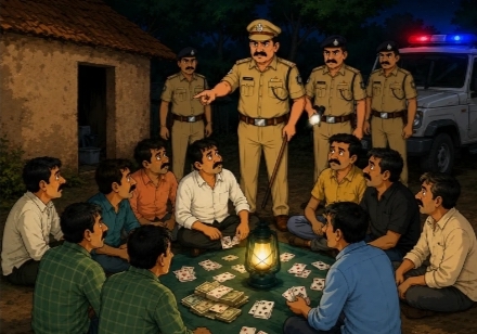 જસદણના કમળાપુરની સાપરા સીમમાં વાડીની  ઑરડી પાછળ લેમ્પ ના અજવાળે  જુગાર રમતા નવ શખ્સોને ભાડલા પોલીસે ઝડપી પાડ્યા 