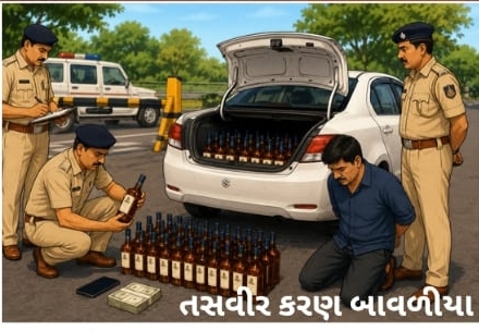 જસદણ આટકોટ પાસે કારમાંથી ૭૨ બૉટલ દારૂ સાથે વૉરા કોટડાના શખ્સની ધરપકડ રૂ ૩,૪૭ લાખનો મુદ્દામાલ જપ્ત