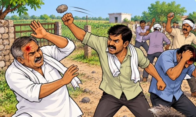 આટકોટના ખારચીયા ગામે મારામારી વાડીના હલાણ પ્રશ્નૅ ઢીકાપાટુ પથ્થર મારૉ તથા બે આધૅડ નૅ ઇજા સામ સામે પોલીસ ફરિયાદ
