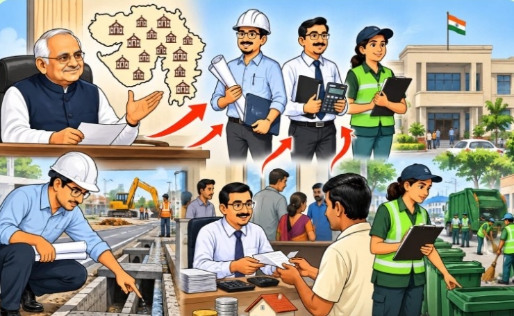 રાજ્યની ૧૫૨ નગરપાલિકાઓમાં  ૩ નવી  કેડરમાં અધિકારીઓની ભરતી કરાશે 55 સિવિલ ઇજનેર નિમાયા બાકીના હવે લેવાશે
