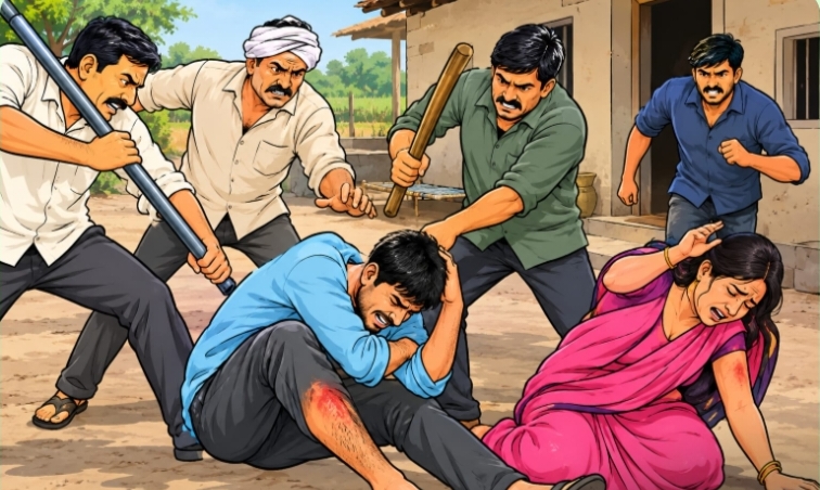 મોટા દડવામા બળધોઈ જવાના રસ્તે  નજીવી બાબતે યુવાન પર ચાર શખસોઍ પાઈપ લાકડીથી હુમલો કરતા આટકૉટ પૉલીસમા ગુનો નોંધાયો