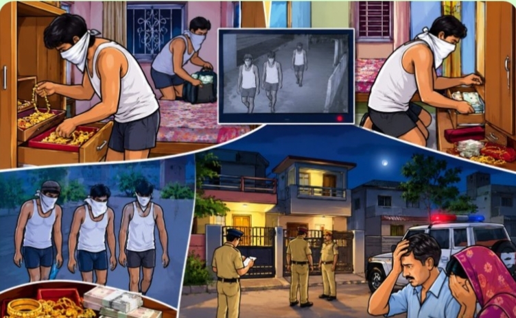 જસદણના બજરંગ નગર અને ઘનશ્યામ નગરમાં એક રાતમાં બે મકાનમાં તસ્કરો ત્રાટક્યા 12 તોલા સોનું અને રૂ,1.30 લાખની રોકડ ચોરી નિશાચરો નાસી છુટ્યા