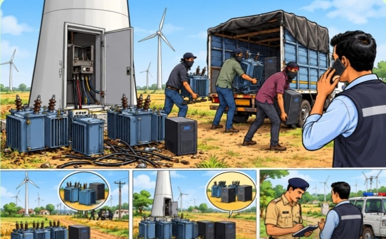 ખડવાવડી ગામેથી પવનચક્કીમાંથી તસ્કરો ત્રણ ટ્રાન્સફોર્મર એક યુપીએસ સહિત રૂા. ૨૧ હજારનો મુદામાલ તફડાવી ગયા  સુપરવાઇઝરે ફરિયાદ નોંધાવી